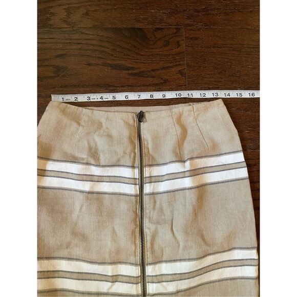 Worth New York linen striped pencil skirt front zipper size 0 - Picture 4 of 7